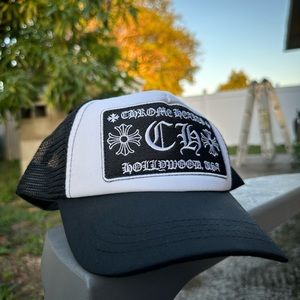 Chrome hearts “Ch” hollywood hat black white
